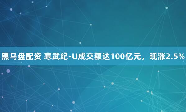 黑马盘配资 寒武纪-U成交额达100亿元，现涨2.5%