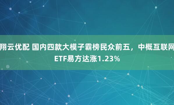 翔云优配 国内四款大模子霸榜民众前五，中概互联网ETF易方达涨1.23%