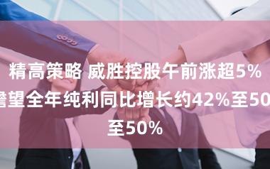精高策略 威胜控股午前涨超5% 瞻望全年纯利同比增长约42%至50%